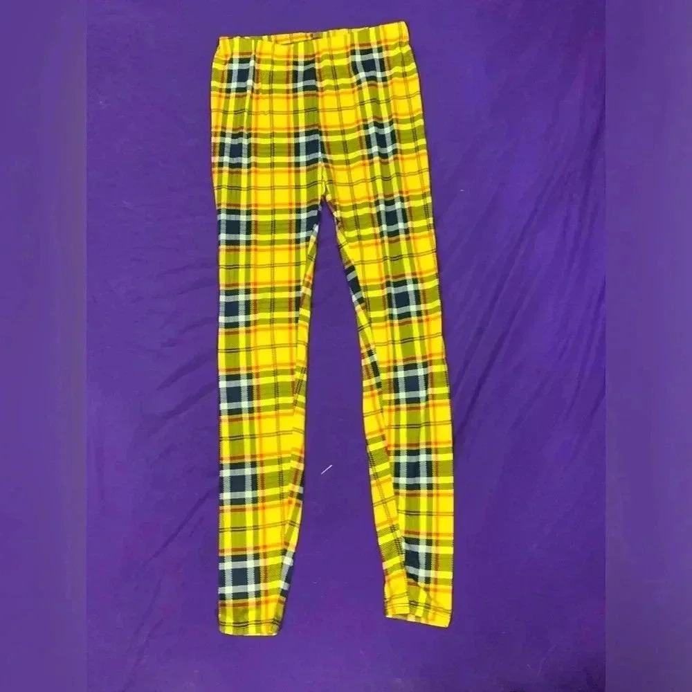 Yellow plaid leggings